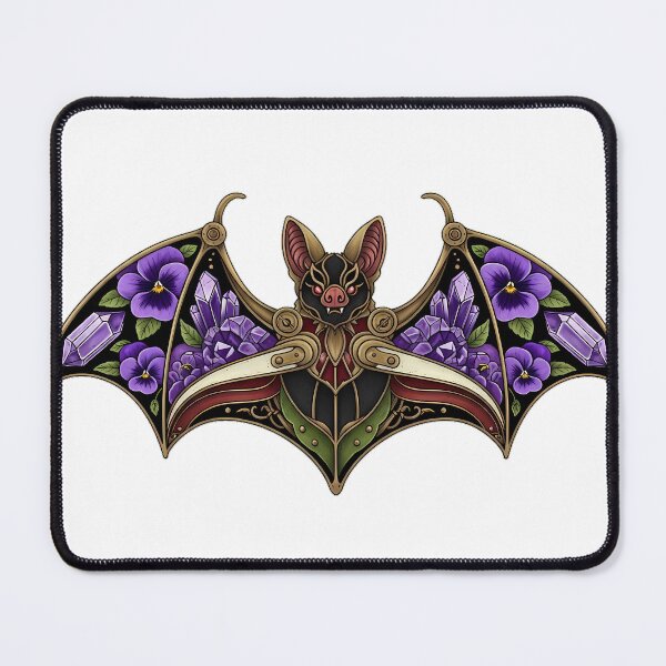 Item preview, Amethyst Crystal Bat Violet Flowers Gift designed and sold by IllumeInk.