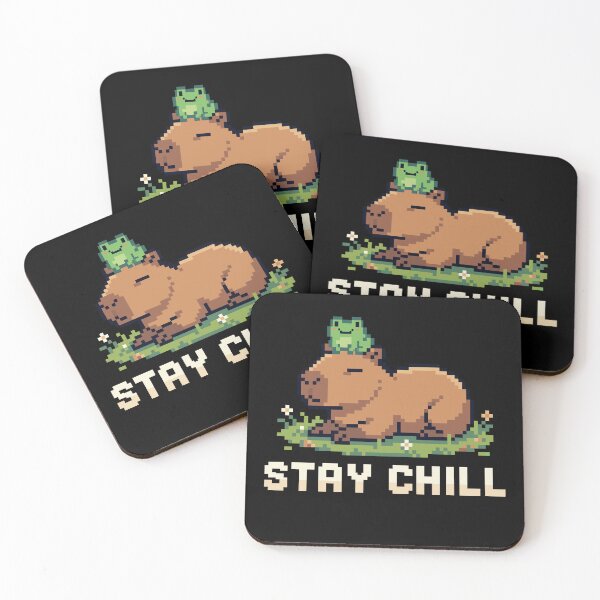 Item preview, Stay Chill - Cute Capybara and Frog Pixel Art designed and sold by artistastshirt.