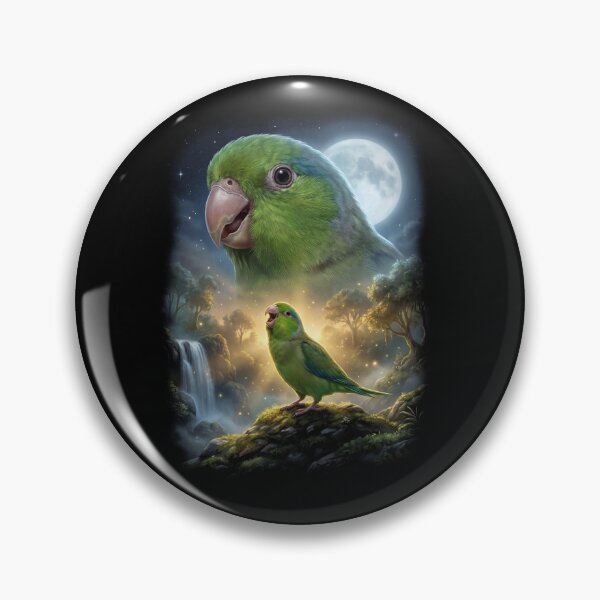 Item preview, Funny Green Parrotlet Howling Moon Art Parrot Lover designed and sold by DoodleTortle.