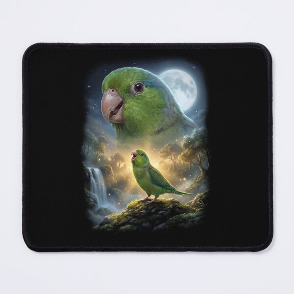 Item preview, Funny Green Parrotlet Howling Moon Art Parrot Lover designed and sold by DoodleTortle.