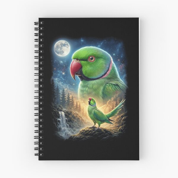 Item preview, Funny Green Ringneck Parakeet Howling Moon Art Parrot Lover designed and sold by DoodleTortle.