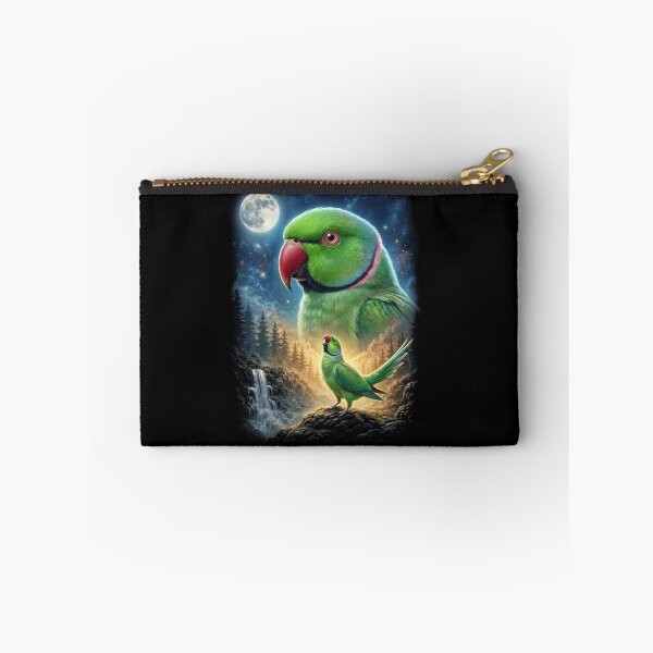 Item preview, Funny Green Ringneck Parakeet Howling Moon Art Parrot Lover designed and sold by DoodleTortle.