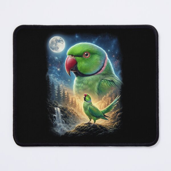 Item preview, Funny Green Ringneck Parakeet Howling Moon Art Parrot Lover designed and sold by DoodleTortle.