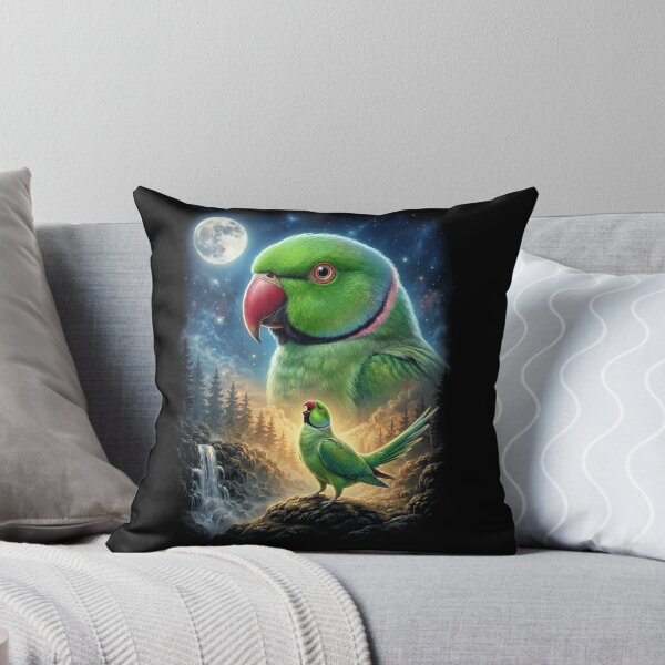 Item preview, Funny Green Ringneck Parakeet Howling Moon Art Parrot Lover designed and sold by DoodleTortle.