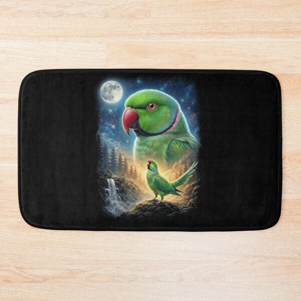 Item preview, Funny Green Ringneck Parakeet Howling Moon Art Parrot Lover designed and sold by DoodleTortle.