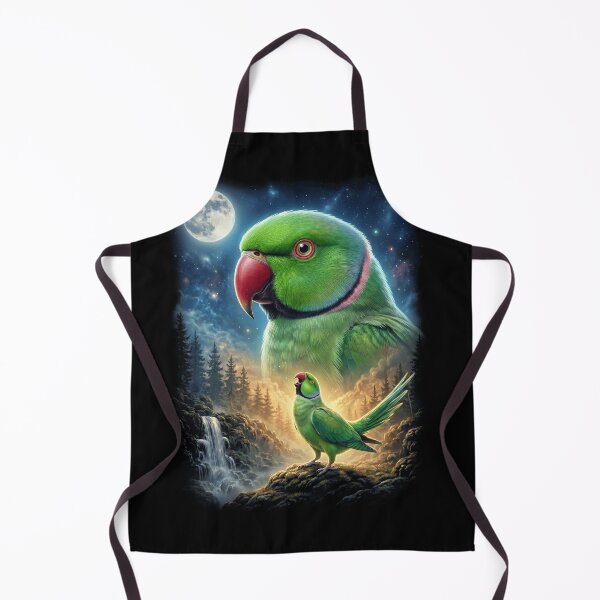 Item preview, Funny Green Ringneck Parakeet Howling Moon Art Parrot Lover designed and sold by DoodleTortle.
