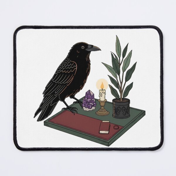 Item preview, Amethyst Crystal Crow Candlelit Desk Plant Gift designed and sold by IllumeInk.
