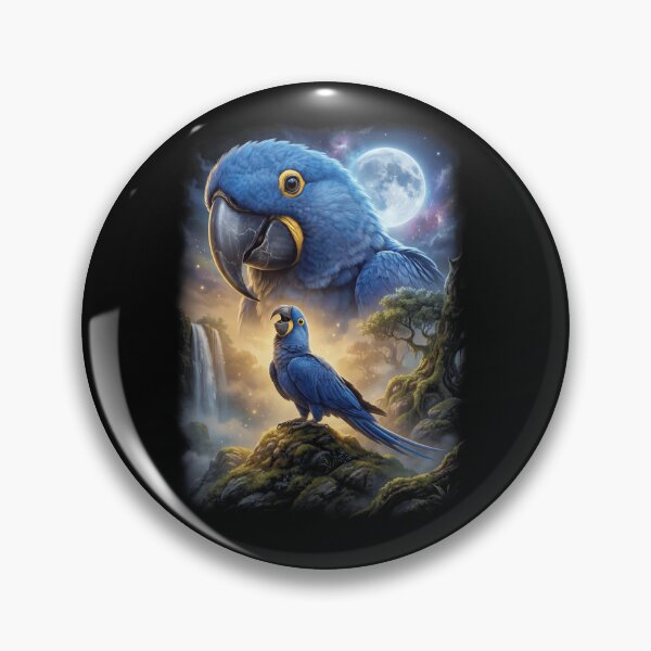 Item preview, Funny Hyacinth Macaw Howling Moon Art Parrot Lover designed and sold by DoodleTortle.