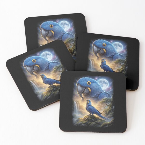 Item preview, Funny Hyacinth Macaw Howling Moon Art Parrot Lover designed and sold by DoodleTortle.
