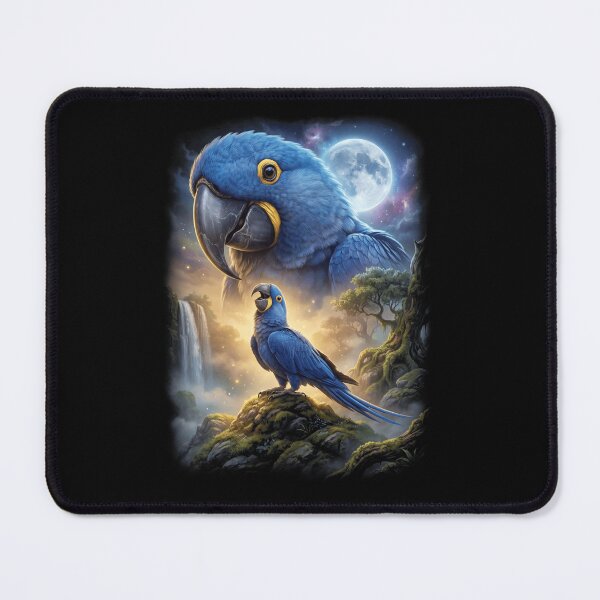 Item preview, Funny Hyacinth Macaw Howling Moon Art Parrot Lover designed and sold by DoodleTortle.