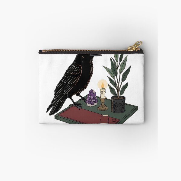 Item preview, Amethyst Crystal Crow Candlelit Desk Plant Gift designed and sold by IllumeInk.
