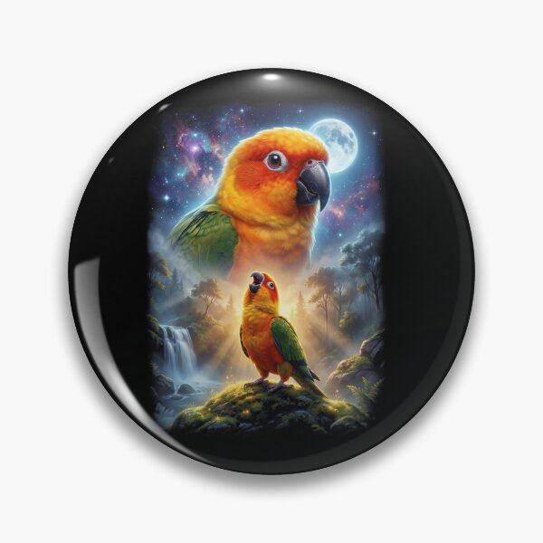 Item preview, Funny Jenday Conure Howling Moon Art Parrot Lover designed and sold by DoodleTortle.