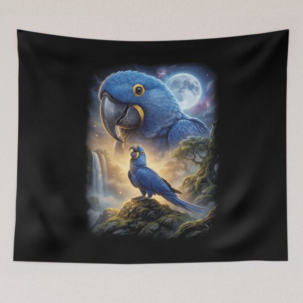 Item preview, Funny Hyacinth Macaw Howling Moon Art Parrot Lover designed and sold by DoodleTortle.