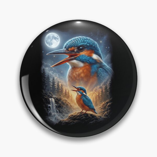 Item preview, Funny Kingfisher Howling Moon Art Bird Lover Birding designed and sold by DoodleTortle.