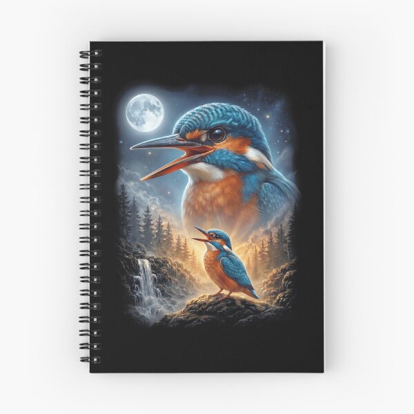 Item preview, Funny Kingfisher Howling Moon Art Bird Lover Birding designed and sold by DoodleTortle.