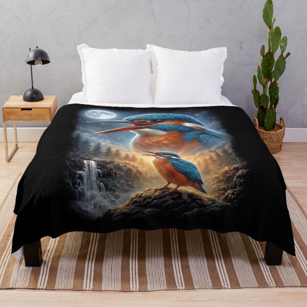 Item preview, Funny Kingfisher Howling Moon Art Bird Lover Birding designed and sold by DoodleTortle.