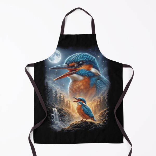 Item preview, Funny Kingfisher Howling Moon Art Bird Lover Birding designed and sold by DoodleTortle.