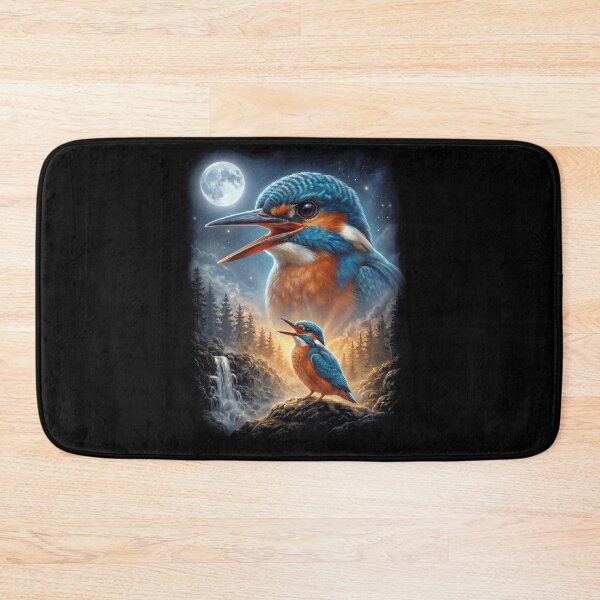 Item preview, Funny Kingfisher Howling Moon Art Bird Lover Birding designed and sold by DoodleTortle.