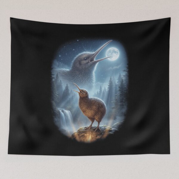 Item preview, Funny Kiwi Bird Howling Moon Art Bird Lover Birding designed and sold by DoodleTortle.