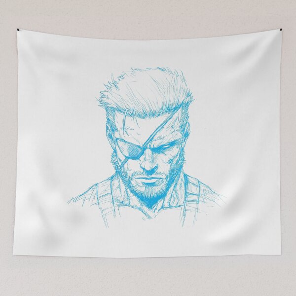 Item preview, Gritty Soldier Portrait Electric Blue Sketch Art Soldier with Eyepatch Design designed and sold by DesignArtist.ia.
