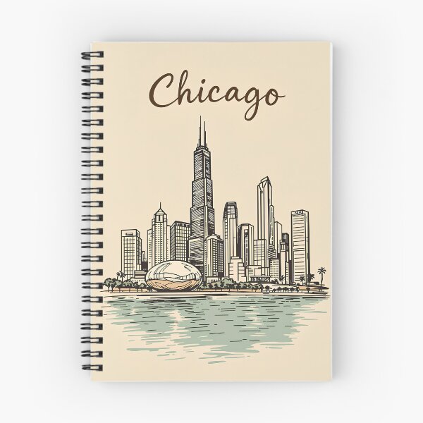 Item preview, Vintage Skyline of Chicago with Cloud Gate and Willis Tower designed and sold by Fedemedu.