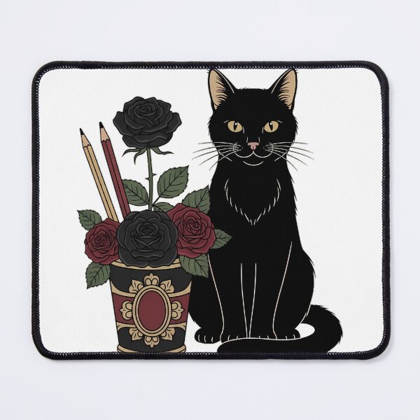 Item preview, Black Cat Velvet Ribbon Black Rose Pencil Cup Gift designed and sold by IllumeInk.