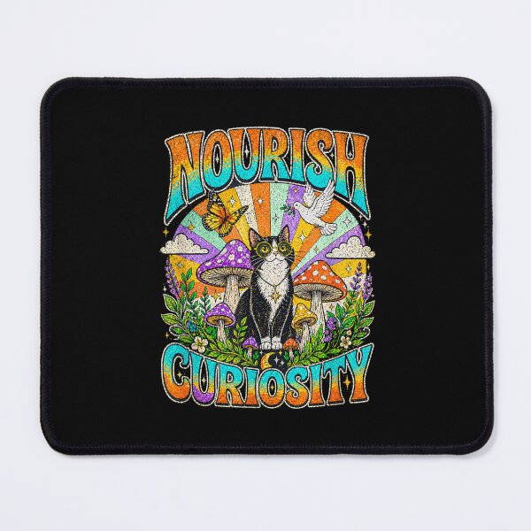 Item preview, Nourish Curiosity Psychedelic Tuxedo Cat Cottagecore Art designed and sold by b3ida-zl.