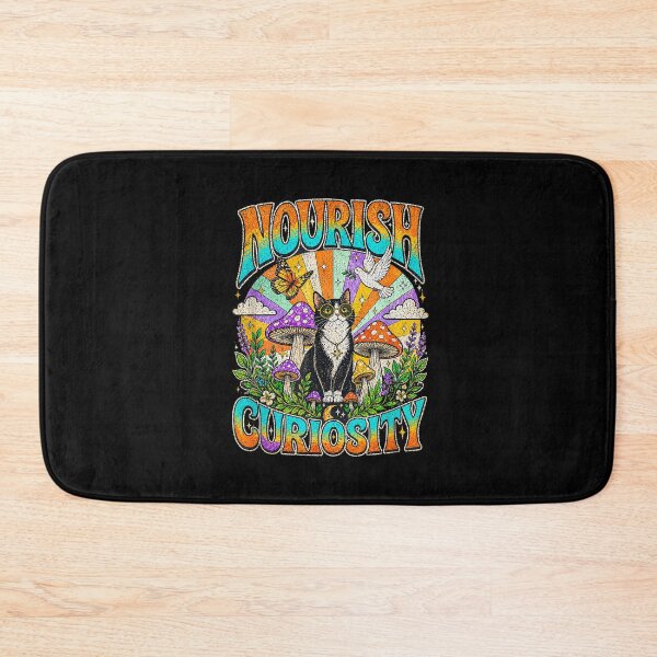 Item preview, Nourish Curiosity Psychedelic Tuxedo Cat Cottagecore Art designed and sold by b3ida-zl.