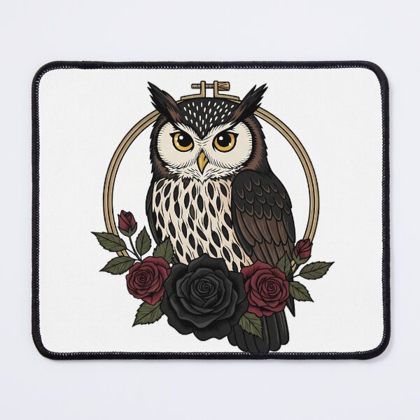 Item preview, Owl Velvet Ribbon Dark Embroidery Hoop Gift designed and sold by IllumeInk.
