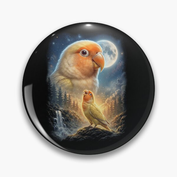 Item preview, Funny Lutino Lovebird Howling Moon Art Parrot Lover designed and sold by DoodleTortle.