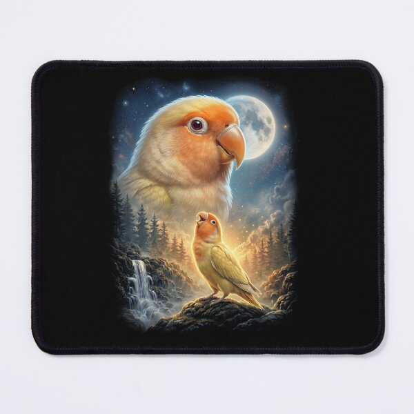 Item preview, Funny Lutino Lovebird Howling Moon Art Parrot Lover designed and sold by DoodleTortle.