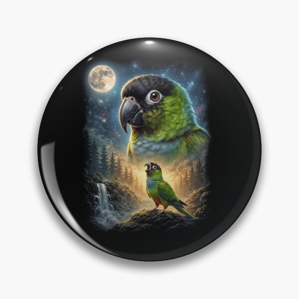 Item preview, Funny Nanday Conure Howling Moon Art Parrot Lover designed and sold by DoodleTortle.