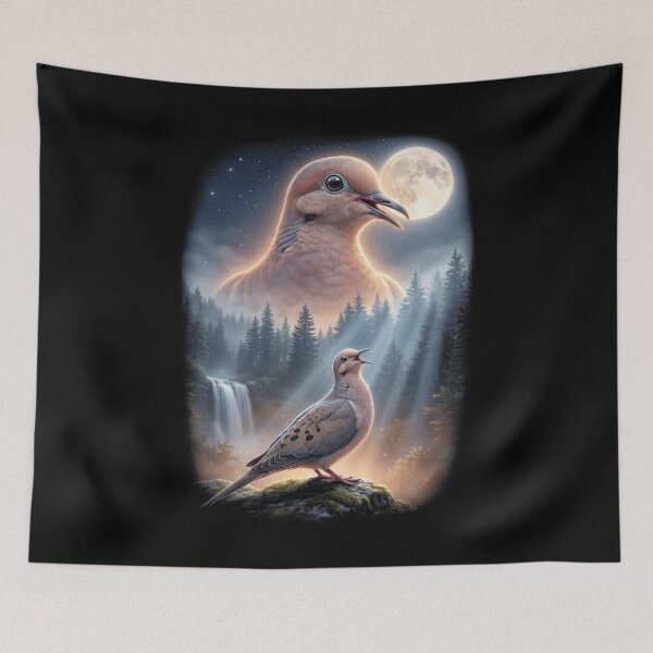 Item preview, Funny Mourning Dove Howling Moon Art Bird Lover Birding designed and sold by DoodleTortle.