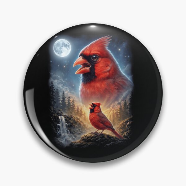 Item preview, Funny Northern Cardinal Howling Moon Art Bird Lover Birding designed and sold by DoodleTortle.