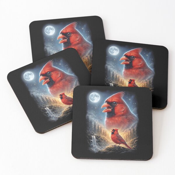 Item preview, Funny Northern Cardinal Howling Moon Art Bird Lover Birding designed and sold by DoodleTortle.