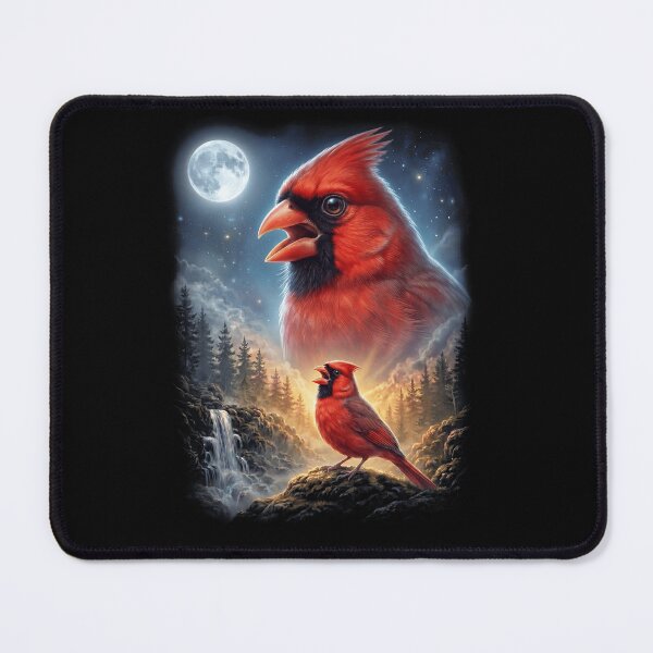 Item preview, Funny Northern Cardinal Howling Moon Art Bird Lover Birding designed and sold by DoodleTortle.