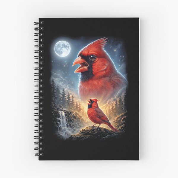 Item preview, Funny Northern Cardinal Howling Moon Art Bird Lover Birding designed and sold by DoodleTortle.