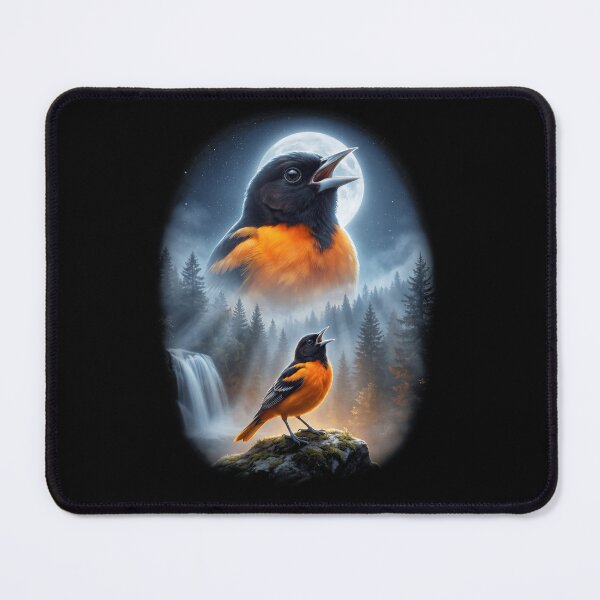 Item preview, Funny Oriole Howling Moon Art Bird Lover Birding designed and sold by DoodleTortle.