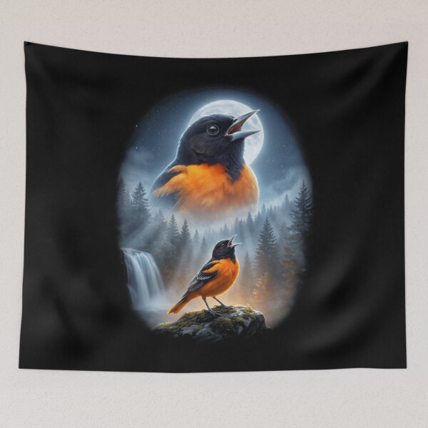 Item preview, Funny Oriole Howling Moon Art Bird Lover Birding designed and sold by DoodleTortle.