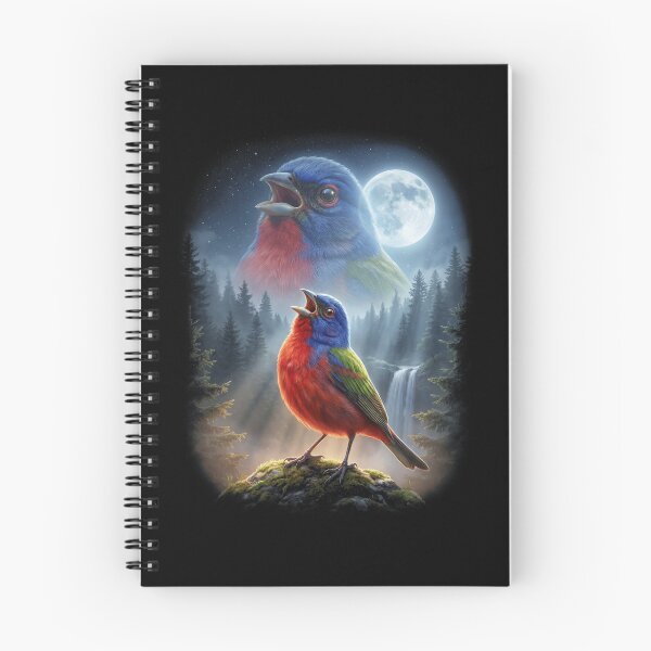 Item preview, Funny Painted Bunting Howling Moon Art Bird Lover Birding designed and sold by DoodleTortle.