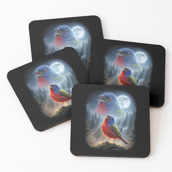 Item preview, Funny Painted Bunting Howling Moon Art Bird Lover Birding designed and sold by DoodleTortle.