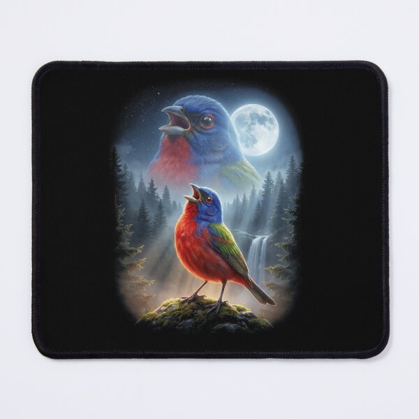 Item preview, Funny Painted Bunting Howling Moon Art Bird Lover Birding designed and sold by DoodleTortle.