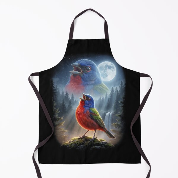 Item preview, Funny Painted Bunting Howling Moon Art Bird Lover Birding designed and sold by DoodleTortle.