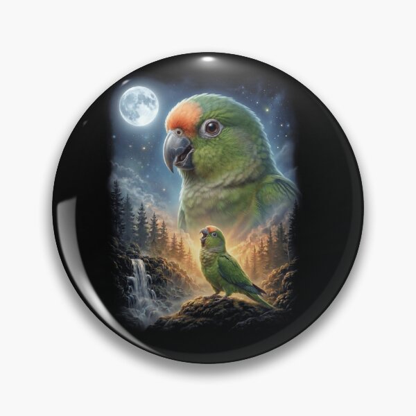 Item preview, Funny Peach Fronted Conure Howling Moon Art Parrot Lover designed and sold by DoodleTortle.