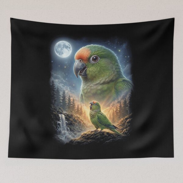 Item preview, Funny Peach Fronted Conure Howling Moon Art Parrot Lover designed and sold by DoodleTortle.