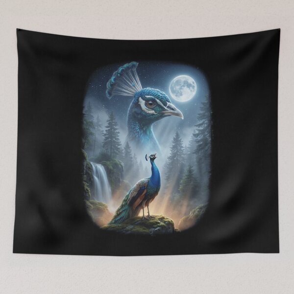 Item preview, Funny Peacock Howling Moon Art Bird Lover Birding designed and sold by DoodleTortle.