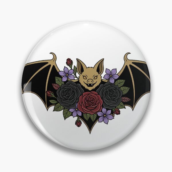 Item preview, Bat Black Rose Violet Flowers Gift designed and sold by IllumeInk.
