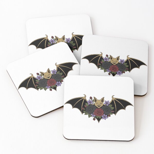 Item preview, Bat Black Rose Violet Flowers Gift designed and sold by IllumeInk.
