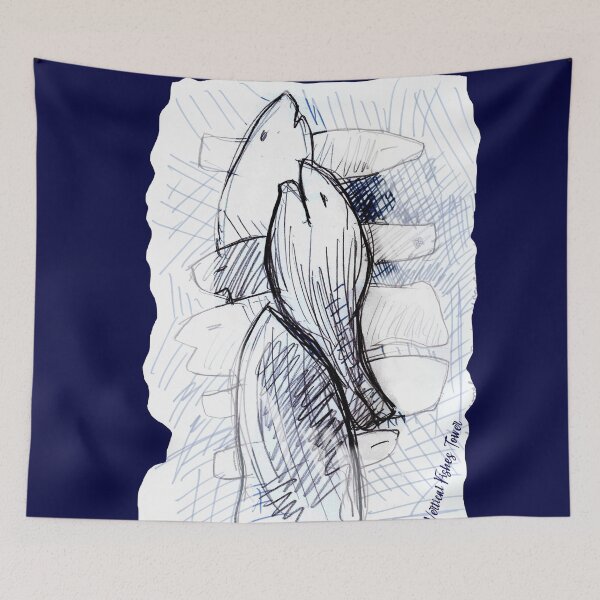 Item preview, Vertical Fishes Tower (Original Ink Drawing by ACCI) designed and sold by VanyssaGraphics.