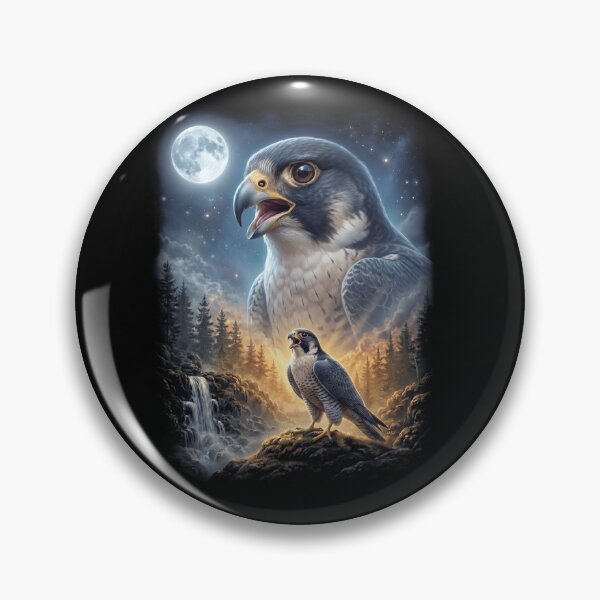 Item preview, Funny Peregrine Falcon Howling Moon Art Bird Lover Birding designed and sold by DoodleTortle.